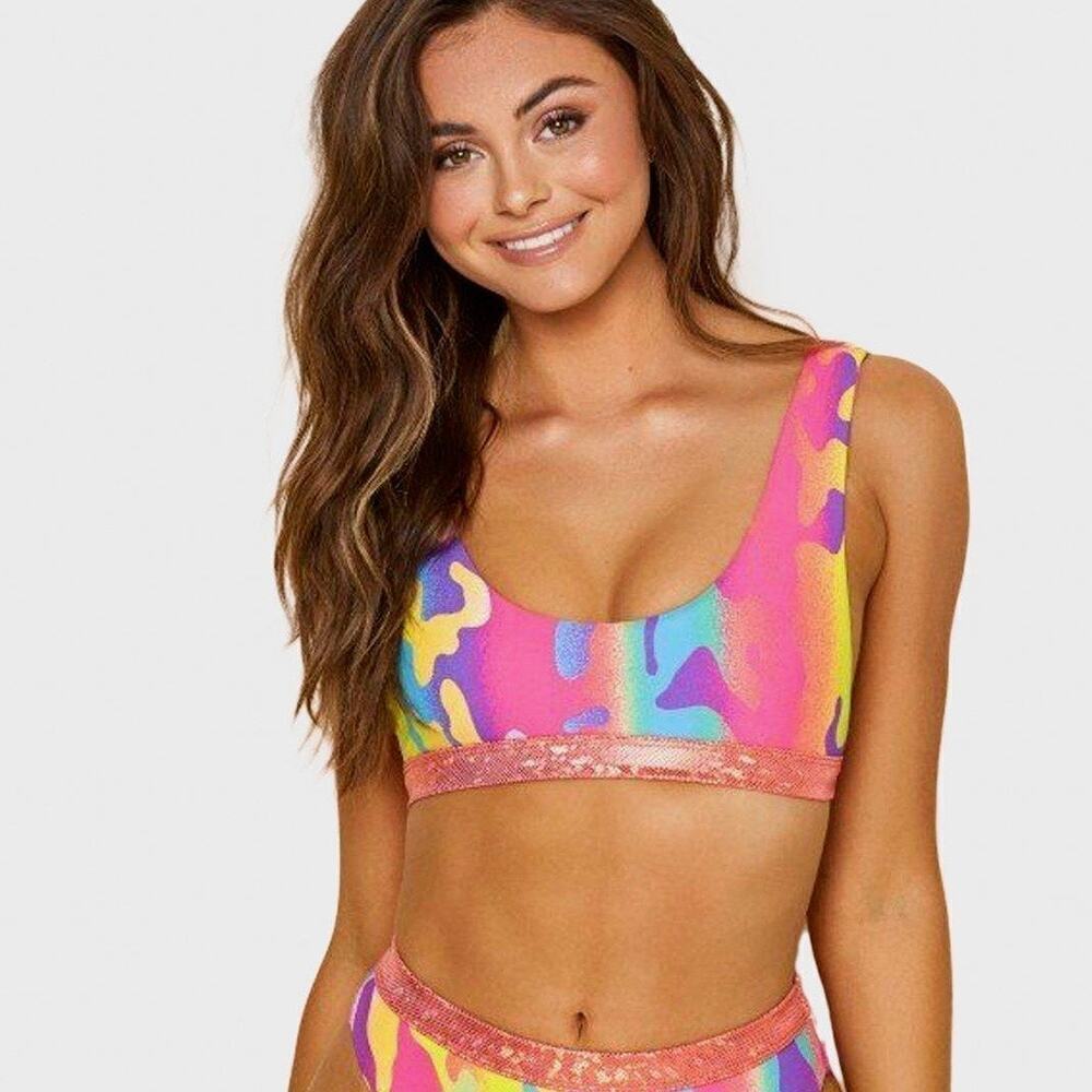 NWT Revive by Dippin’ Daisy’s Festival Bikini Top Size Large Multicolored USA
